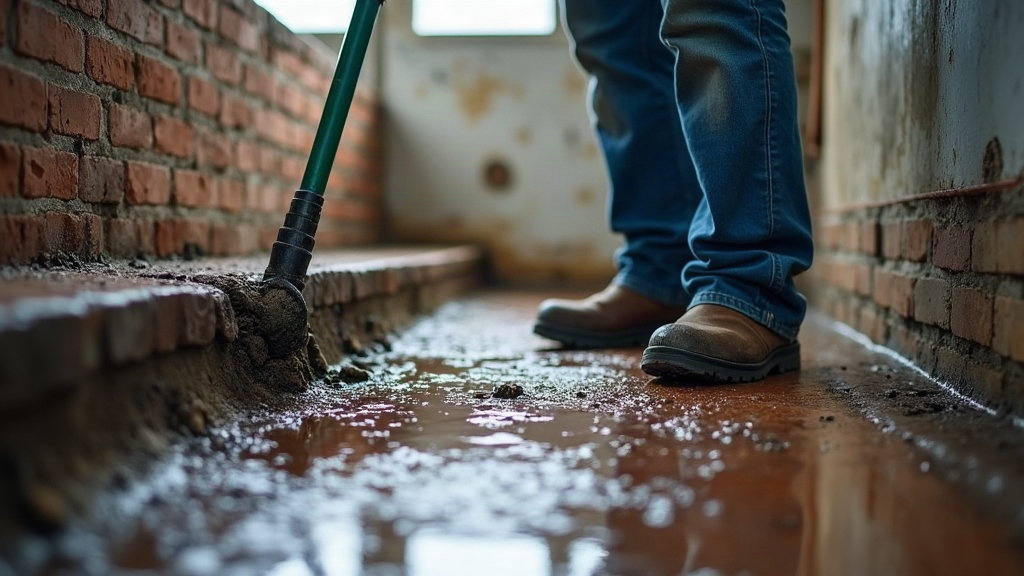 Professional drain cleaning equipment clearing a residential line